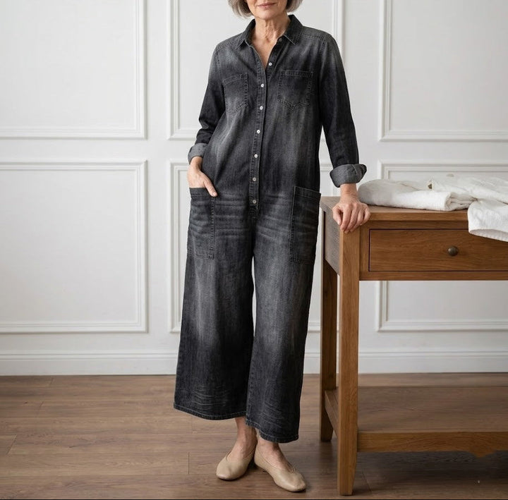 Diana | Combinaison vintage en denim doux lavé avec boutons