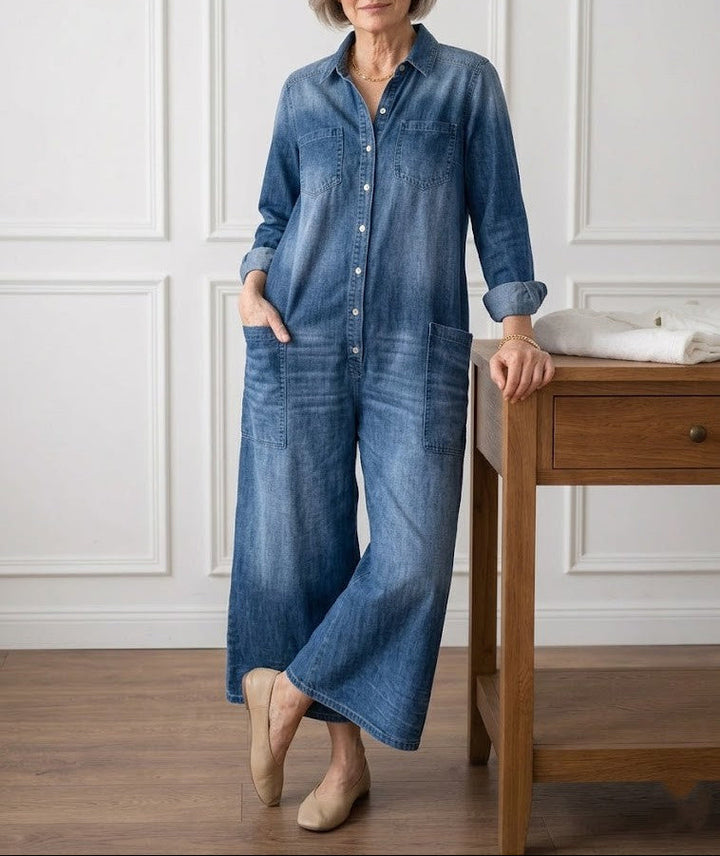 Diana | Combinaison vintage en denim doux lavé avec boutons