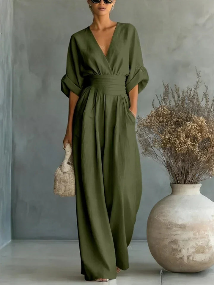 Elegant V-Neck High-Waisted Jumpsuit