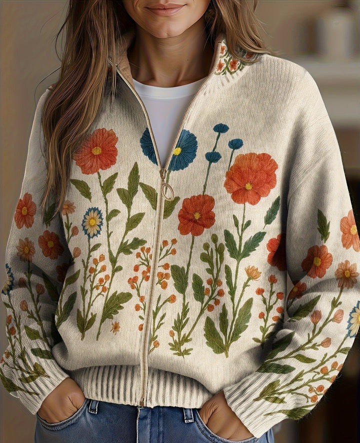 Wrenna™ | Cardigan Zippé Prairie Fleurie
